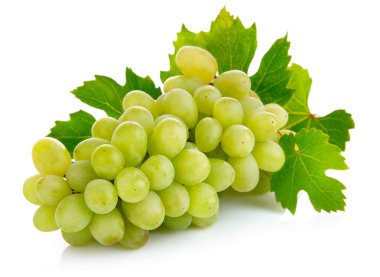 Fresh grape fruits with green leaves clipart