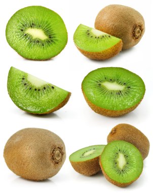 Collection of fresh kiwi fruits isolated clipart