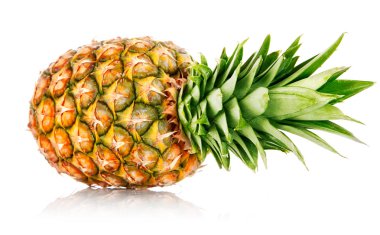 Olgun ananas meyve yeşil yaprakları ile