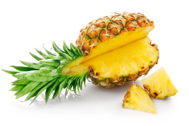 Fresh pineapple with cut clipart