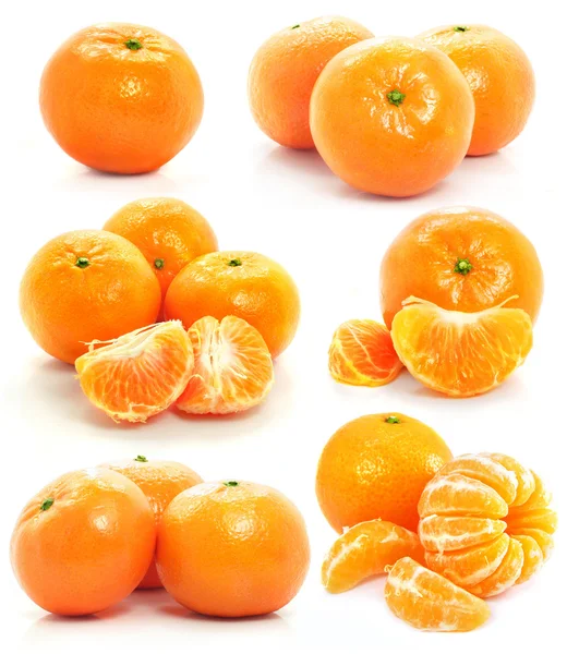 Conjunto de frutos de mandarina aislados sobre fondo blanco — Foto de Stock