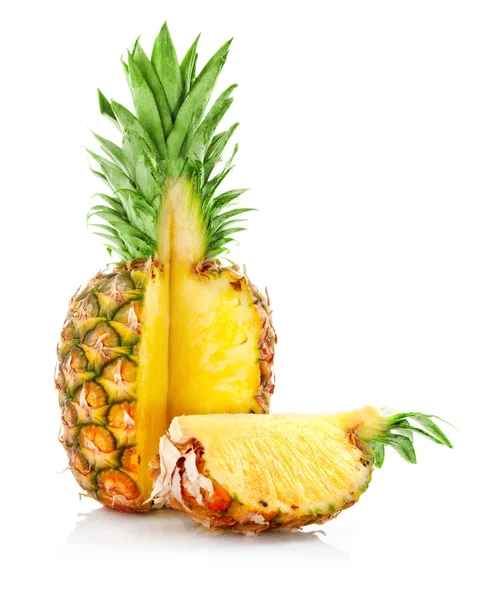 Ripe ananas fruit with cut — Stock Photo, Image
