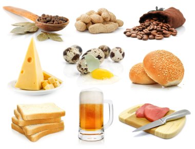 Set foods isolated on white clipart