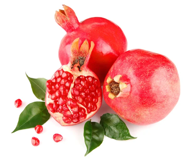 stock image Pomegranate fresh fruits with green leaves