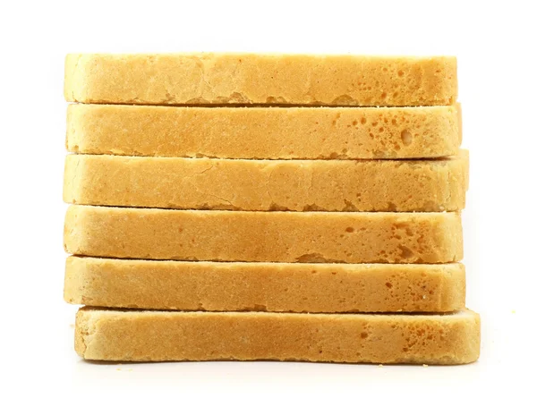 Beyaz arkaplanda taze kesilmiş ekmek — Stok fotoğraf
