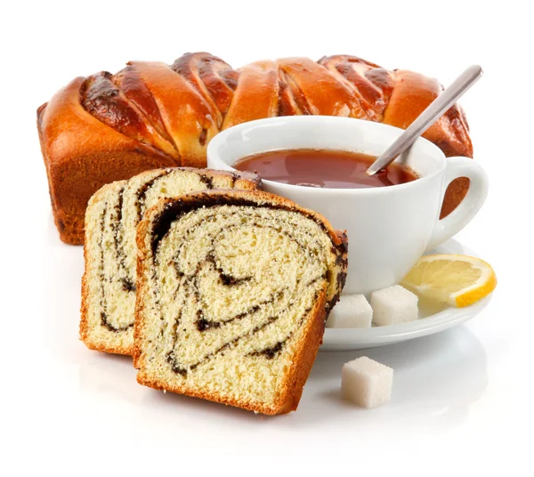 Süße lust bäckerei mit teetasse — Stockfoto
