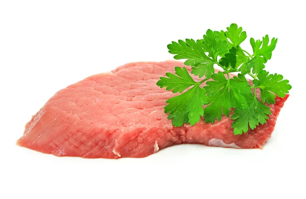 Fatia de carne vermelha, isolado no branco — Fotografia de Stock
