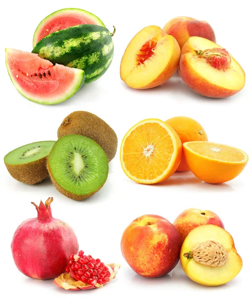 Collectie van fruit geïsoleerd op wit — Stockfoto