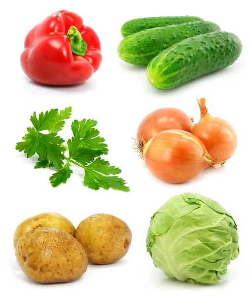Kolekce zeleniny ovoce izolovaných na bílém — Stock fotografie