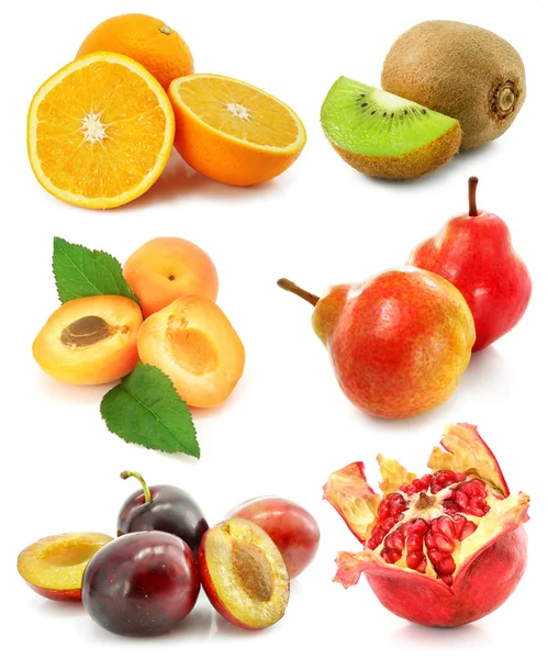 흰색에 분리되어 있는 과일 모음 — 스톡 사진