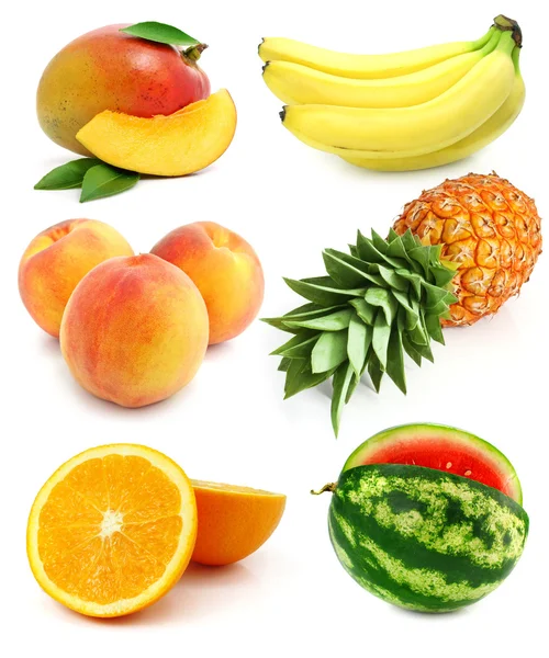 Raccolta di frutta fresca isolato — Foto Stock