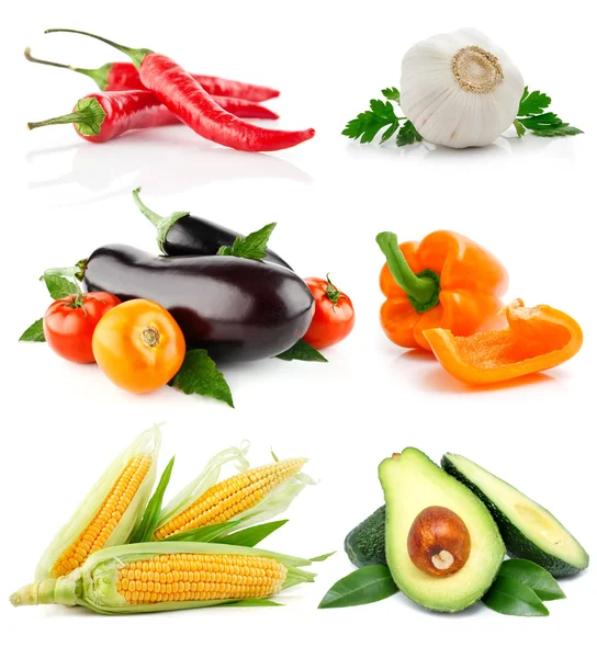 Set vegetable fruits isolated on white — Stock Photo, Image