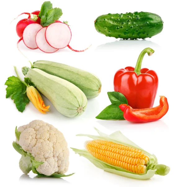 Conjunto de verduras frescas con hoja verde — Foto de Stock