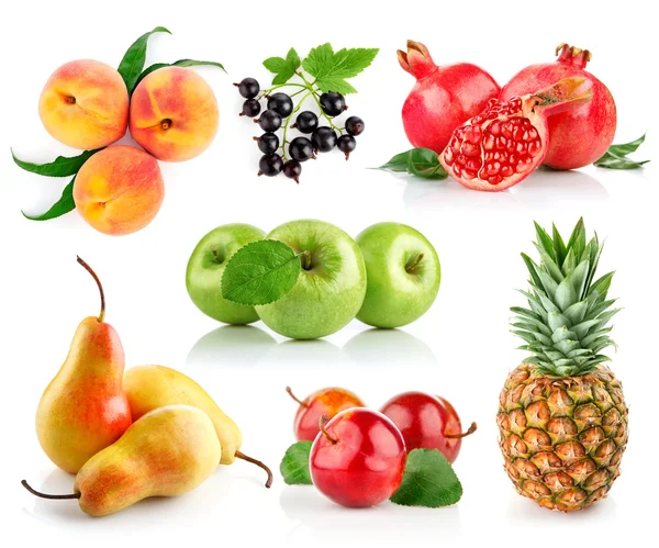Impostare la frutta fresca con foglia — Foto Stock