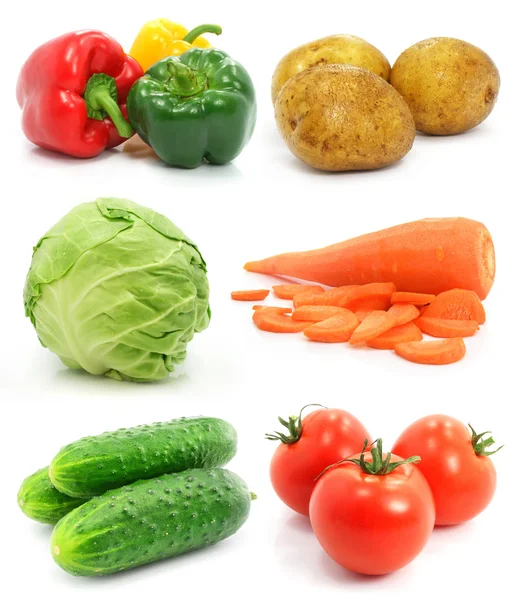 Collection de mûrs fruits légumes isolés — Photo