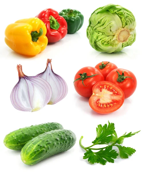 Colección de maduras frutas verduras aislados — Foto de Stock