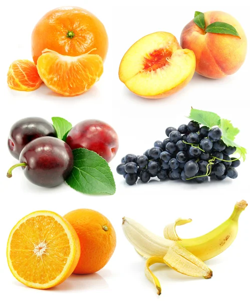 Collectie van fruit geïsoleerd op wit — Stockfoto