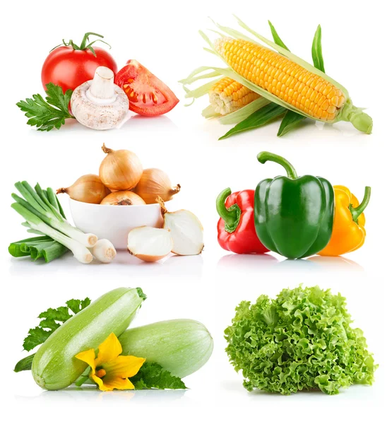 Установите свежие овощи с зеленым листом Лицензионные Стоковые Фото