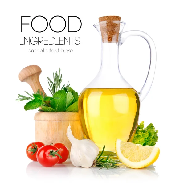 Conjunto de ingredientes e especiarias para cozinhar alimentos — Fotografia de Stock