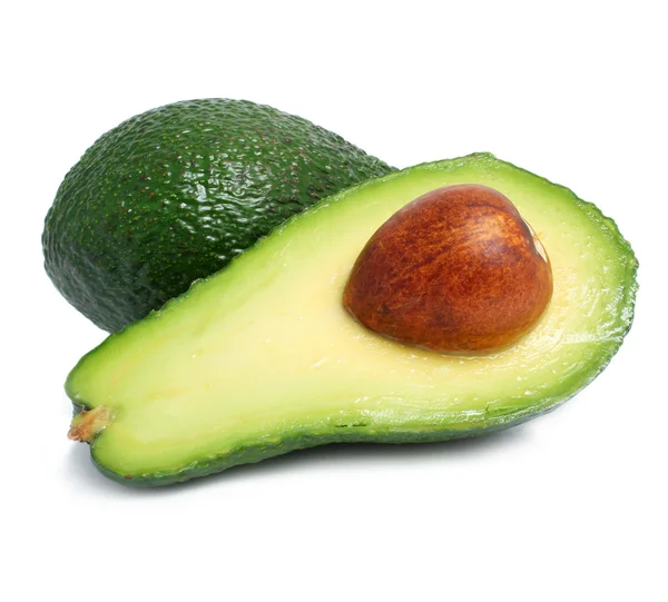 Fresh green avocado fruits isolated on white — Stock Photo, Image