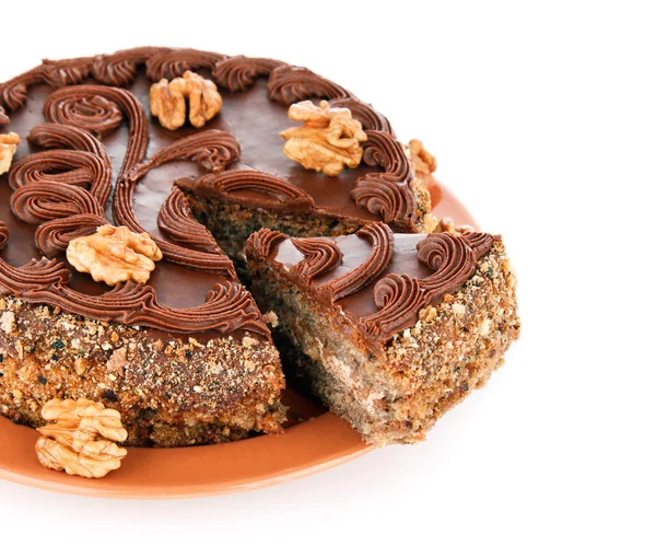 Chocolate cake with nut — Stock Photo, Image