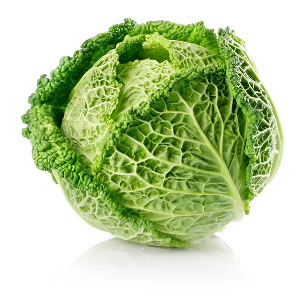 Fresh green cabbage fruit isolated on white — Fotografie, imagine de stoc