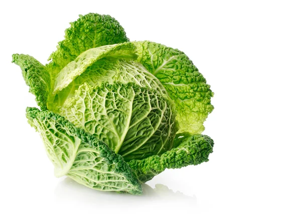 Fresh green cabbage fruit isolated on white — Stock Photo, Image