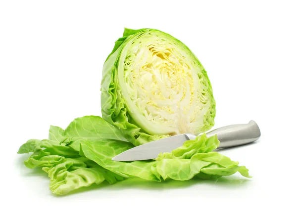 Cut of green cabbage vegetable isolated — Fotografie, imagine de stoc