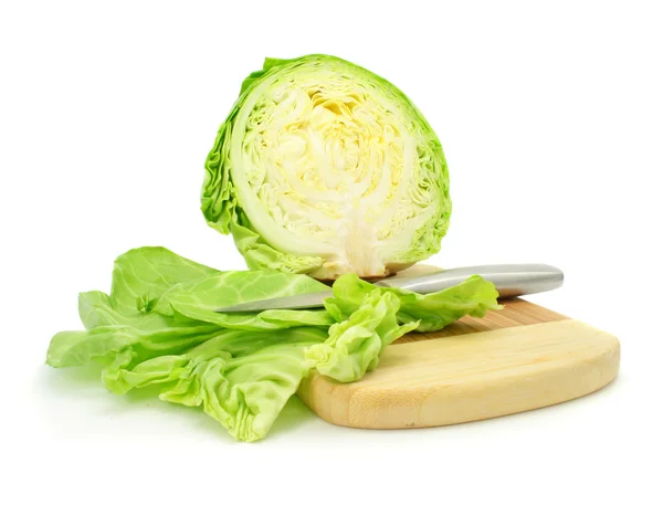 Cut of green cabbage vegetable isolated — Stock Photo, Image