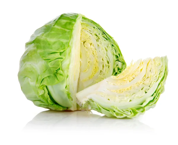 Fresh green cabbage with cut — Stock Photo, Image