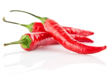 Red chilli peppers isolated on white clipart