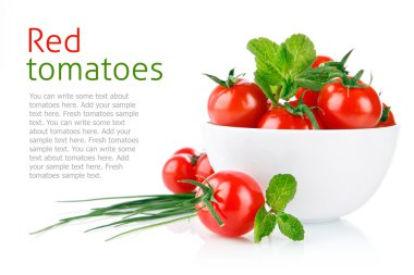 Fresh tomatoes with green leaf clipart