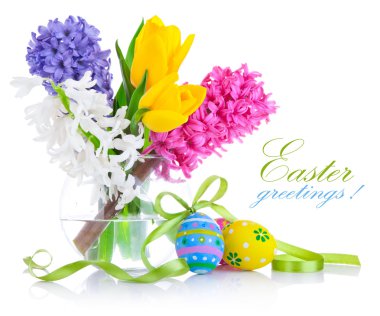 Easter eggs with spring flowers clipart