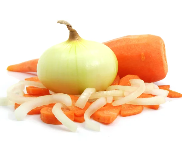 Carrot and onion vegetables still life — Stock Photo, Image