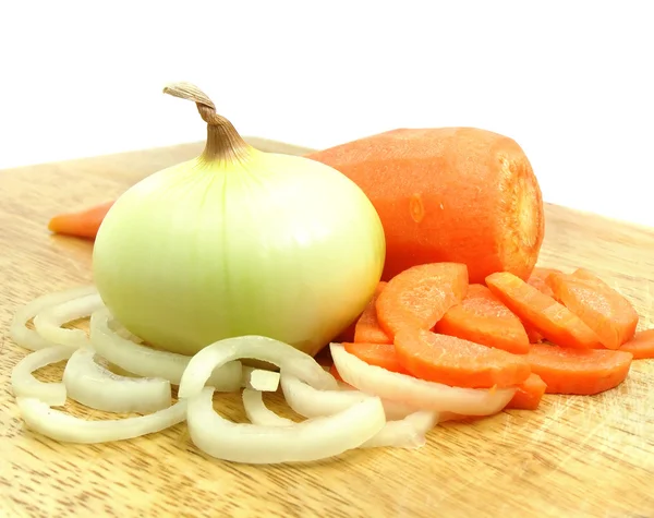 Bodegón hortalizas zanahoria y la cebolla —  Fotos de Stock