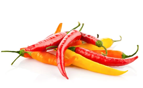 Red chilli peppers isolated on white — Stock Photo, Image