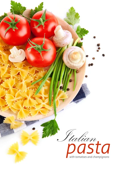 stock image Italian pasta with tomato and champignons