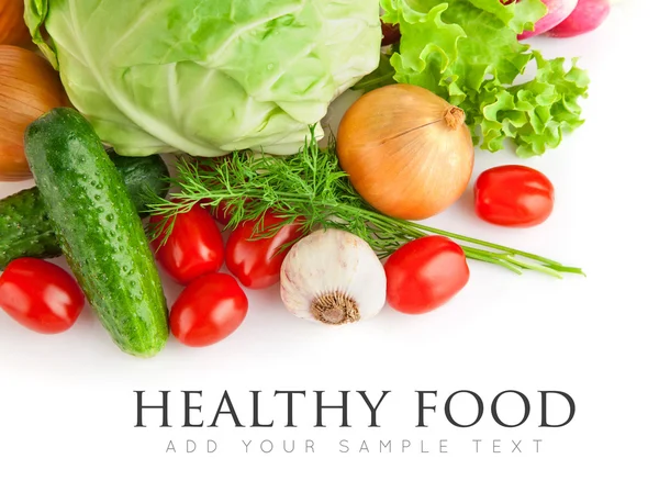 Ställa in färska grönsaker med gröna blad — Stockfoto