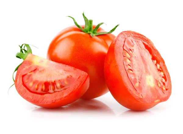 Red tomato vegetable with cut — Stock Photo, Image