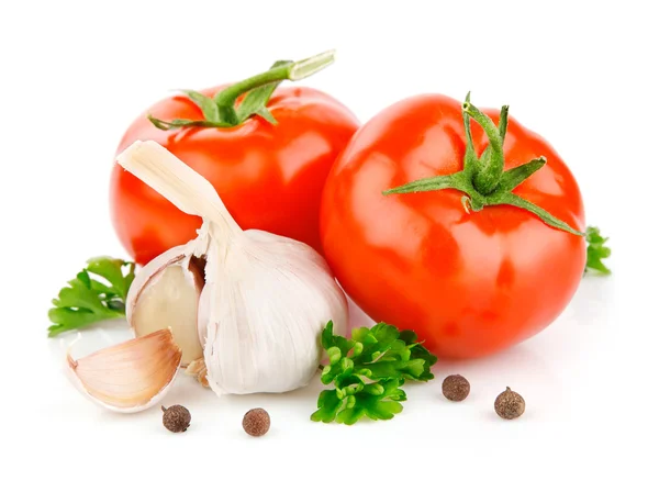 パセリのスパイスとトマトとニンニクの野菜 — ストック写真