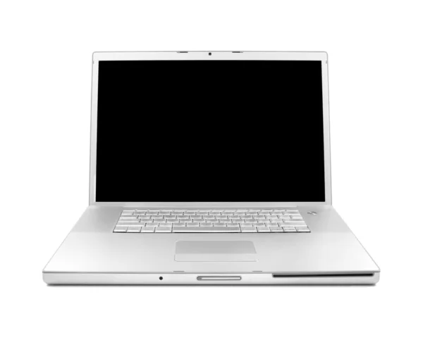 Kompakt silver laptop med svart skärm — Stockfoto