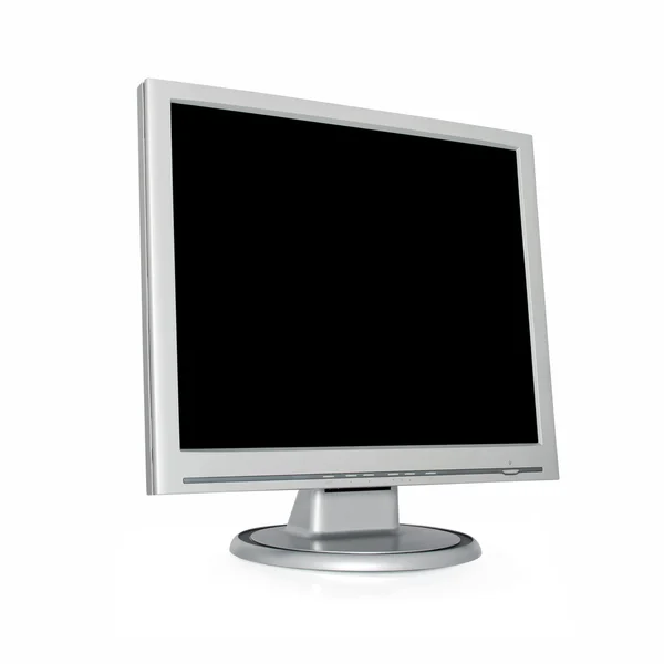Zilveren monitor met leeg zwart scherm — Stockfoto