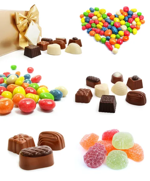 分離された甘いチョコレート菓子のコレクション — ストック写真