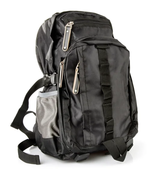 Izole siyah turizm sırt çantası — Stok fotoğraf