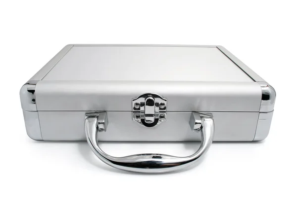 Modern business silver suitcase isolated — Stock Photo, Image