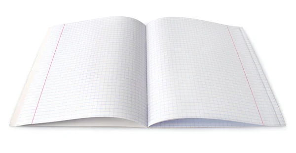 Geopende lege notebook geïsoleerd op wit — Stockfoto