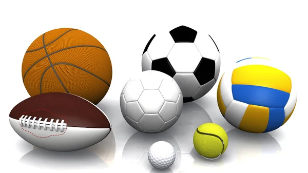Um grupo de bolas esportivas — Fotografia de Stock