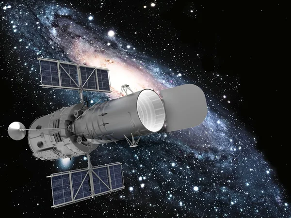 Ilustrace satelitu v prostoru s hvězdným pozadím — Stock fotografie
