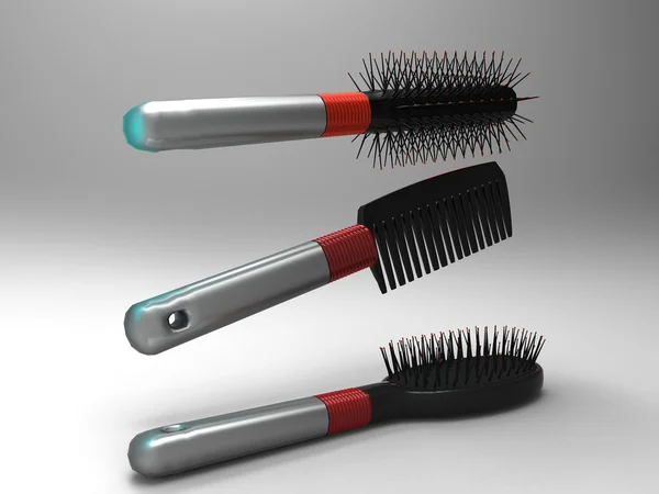 Tres cepillos para el cabello con cerdas — Foto de Stock