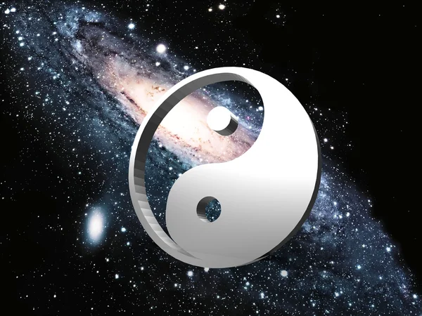 Ying yang på verdensrommet – stockfoto